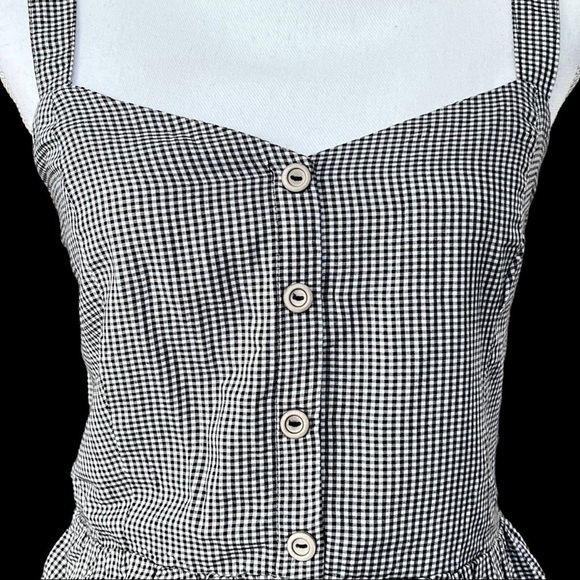 🎁 Japna Black & White Gingham Peplum Tank Top Size M NWT - Picture 3 of 8